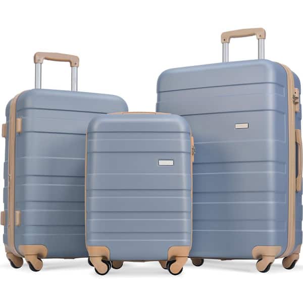 Merax Light Blue Lightweight Durable 3-Piece Expandable ABS Hardshell Spinner Luggage Set with TSA Lock