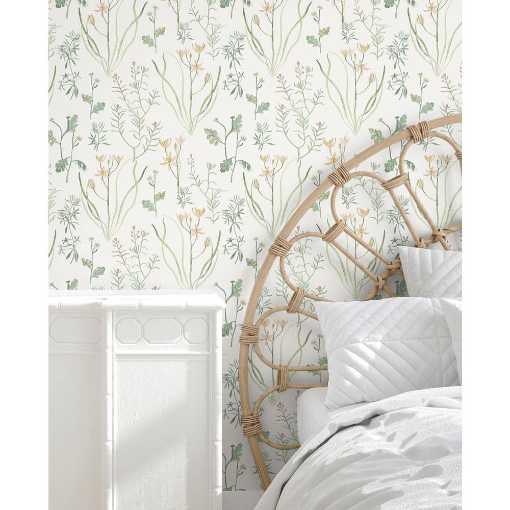 Peach and Orange Botanical Peel & Stick Wallpaper Roll