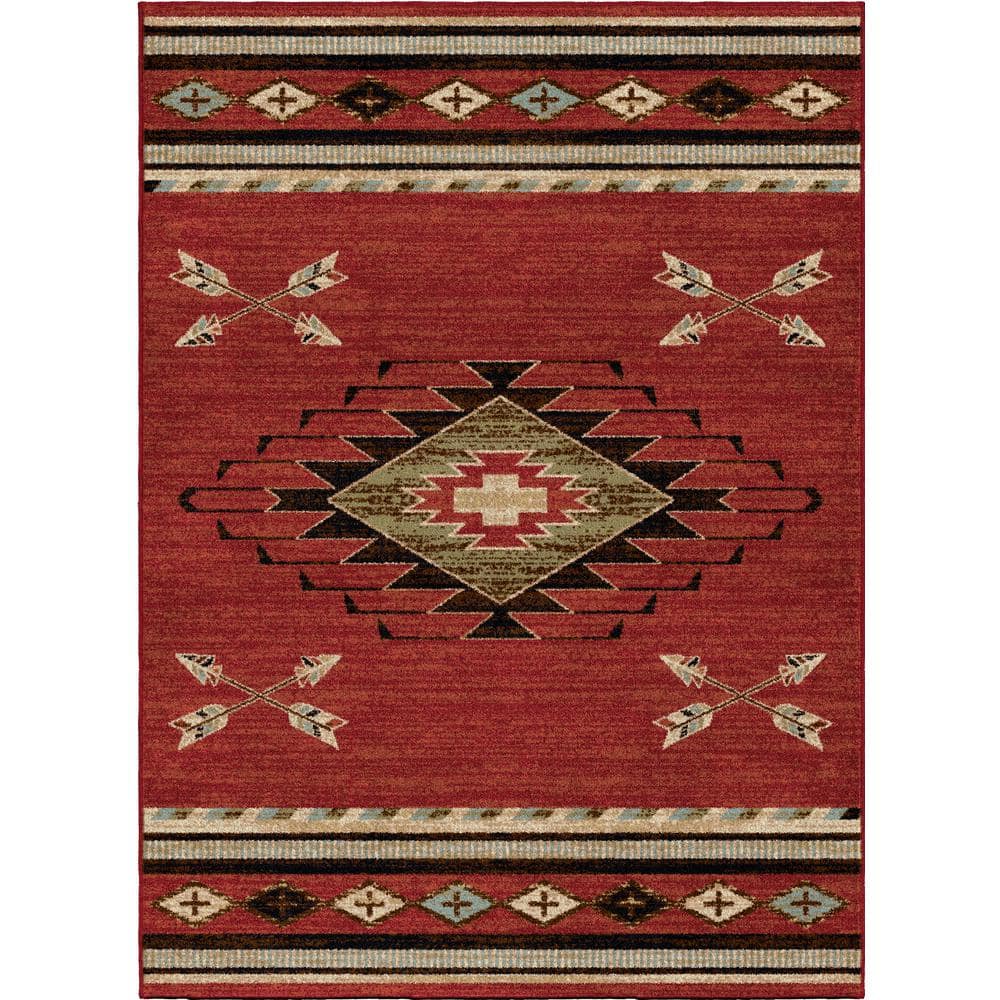 Mayberry Rug American Destination Arrowhead Red 5 ft. x 8 ft. Southwest ...