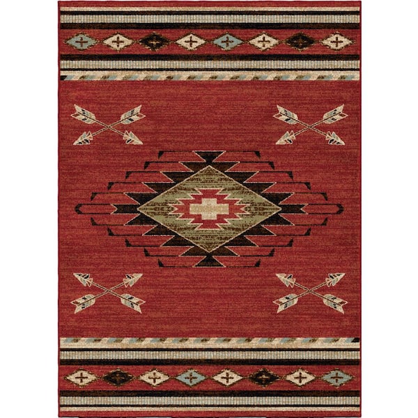 Mayberry Rug American Destination Arrowhead Red 5 ft. x 8 ft. Southwest Area Rug
