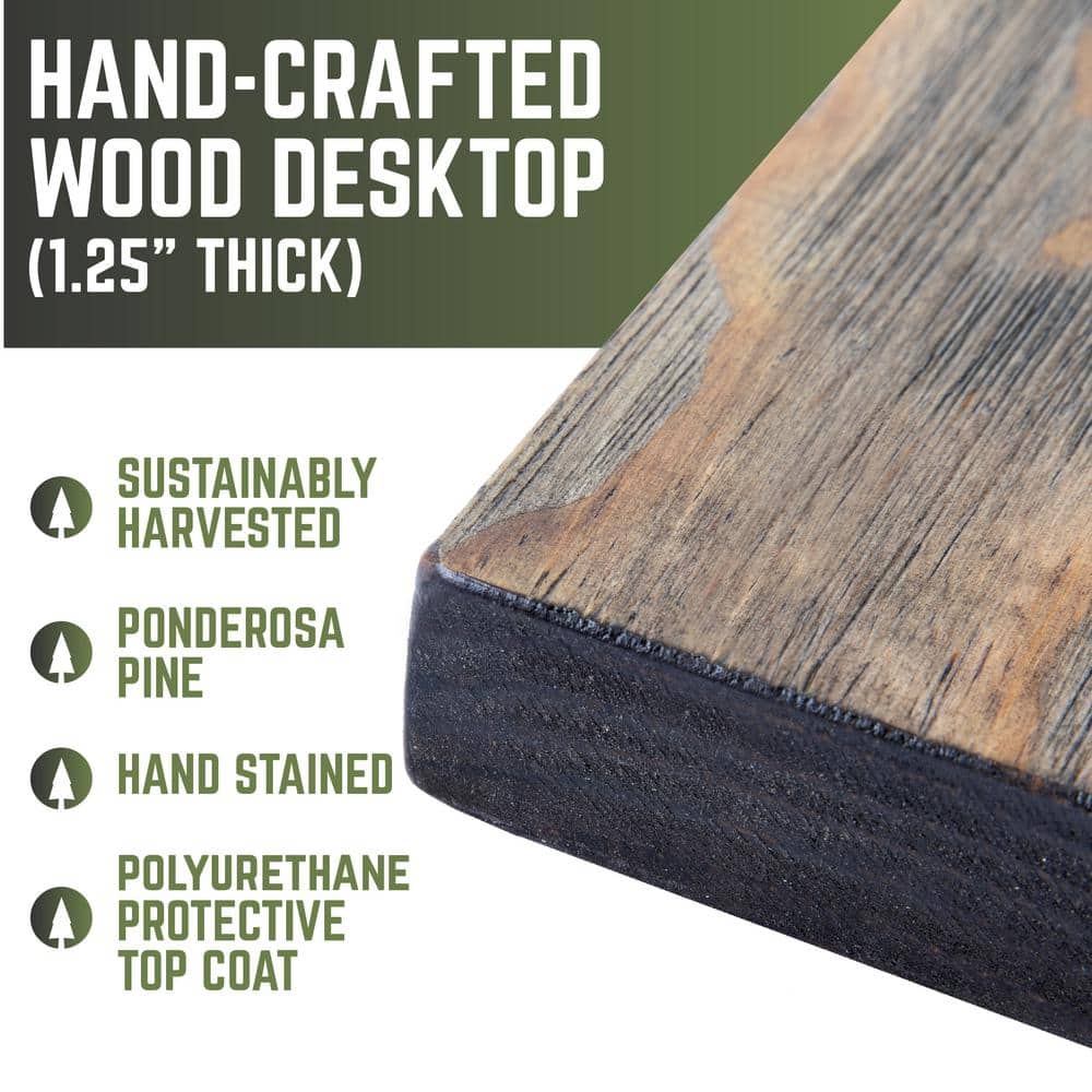 Boulder Black Hand-Stained Solid Wood Desk Top 24x48 inches