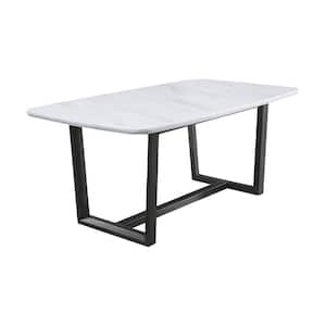 72 in. Madan Marble Top Top & Weathered Gray Finish with Marble Top Dining Table