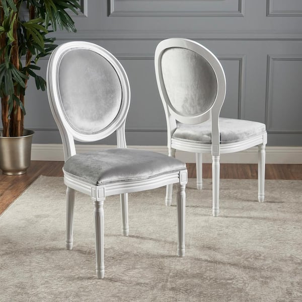 Unbranded Camille Horizon Grey and Gloss White Dining Chairs (Set of 2)