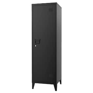 50" Storage Locker Cabinet Employee Lockers with 1 Door, Steel Lockers for Employees, Home Gym Office Garage (Black)
