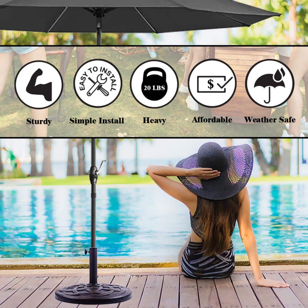 Bronze Cast Stone Outdoor Umbrella Base with Interlocking Design