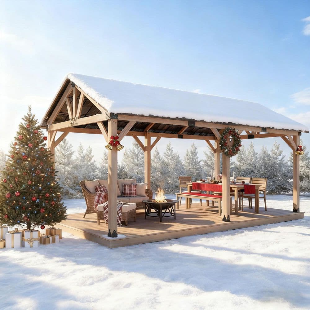 ❀MOKUA3❀ Mondawe Cedarpeak 12 ft. x 20 ft. Outdoor Cedar Wood Frame Hardtop