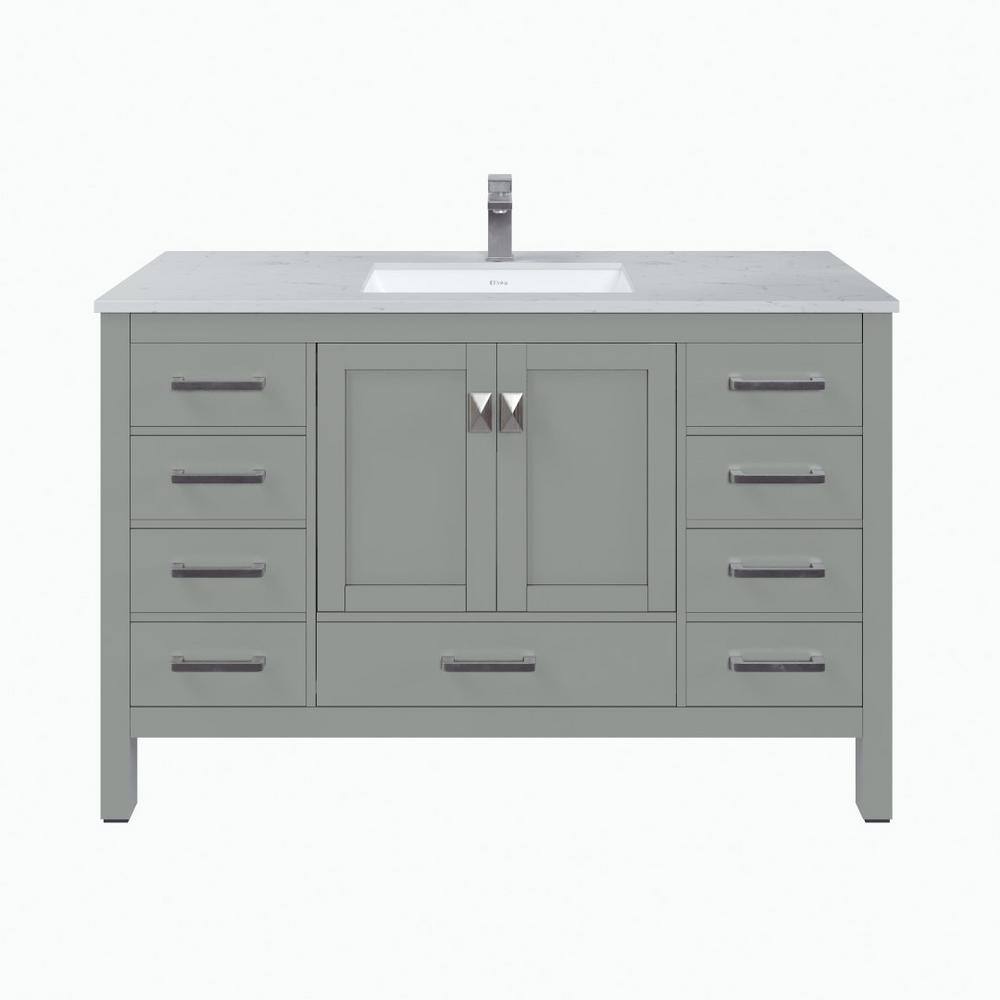 Reviews for Eviva London 54 in. Single Sink Gray Bath Vanity with White ...