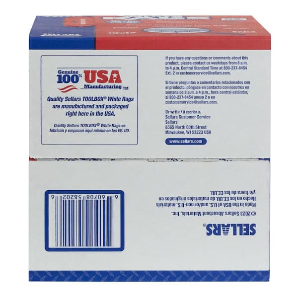 Buffalo Industries (10520) Absorbent White Recycled T-Shirt Cloth Rags - 4  lb. box - For All-purpose Wiping, Cleaning, and Polishing - Made from 100%