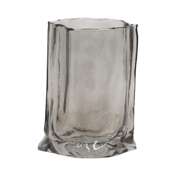 9 in. Gray Glass Cylinder Modern Solid Paper Bag Decorative Vase