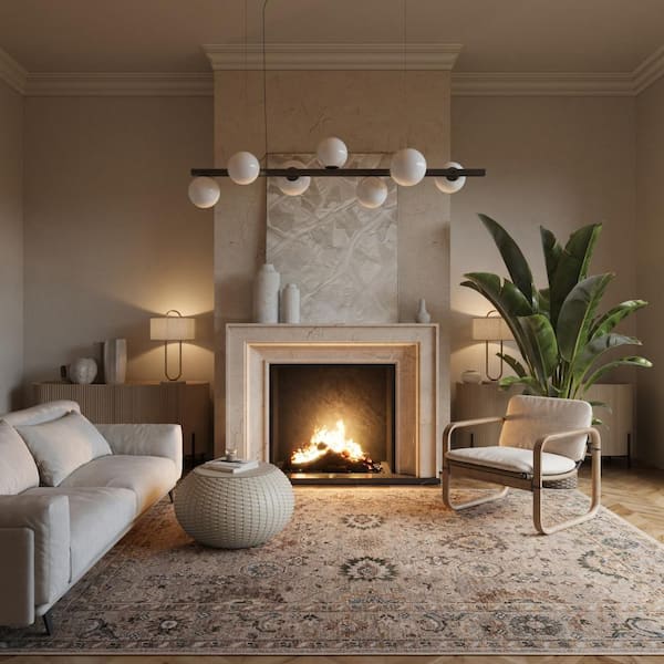 Averina Traditional Bordered Washable Tapue 5 ft. x 8 ft. Indoor Area Rug