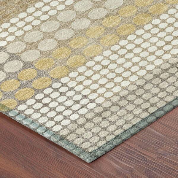 Chantille Machine Washable Indoor/Outdoor Abstract ACN2445 Beige 8 ft. x 8 ft. Round Rug