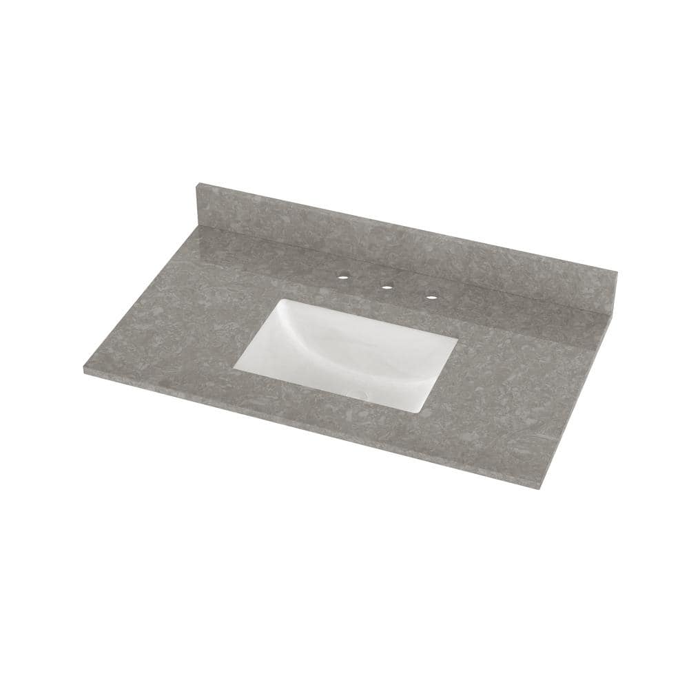 37'' White Ceramic Single Bathroom Vanity Top with Sink