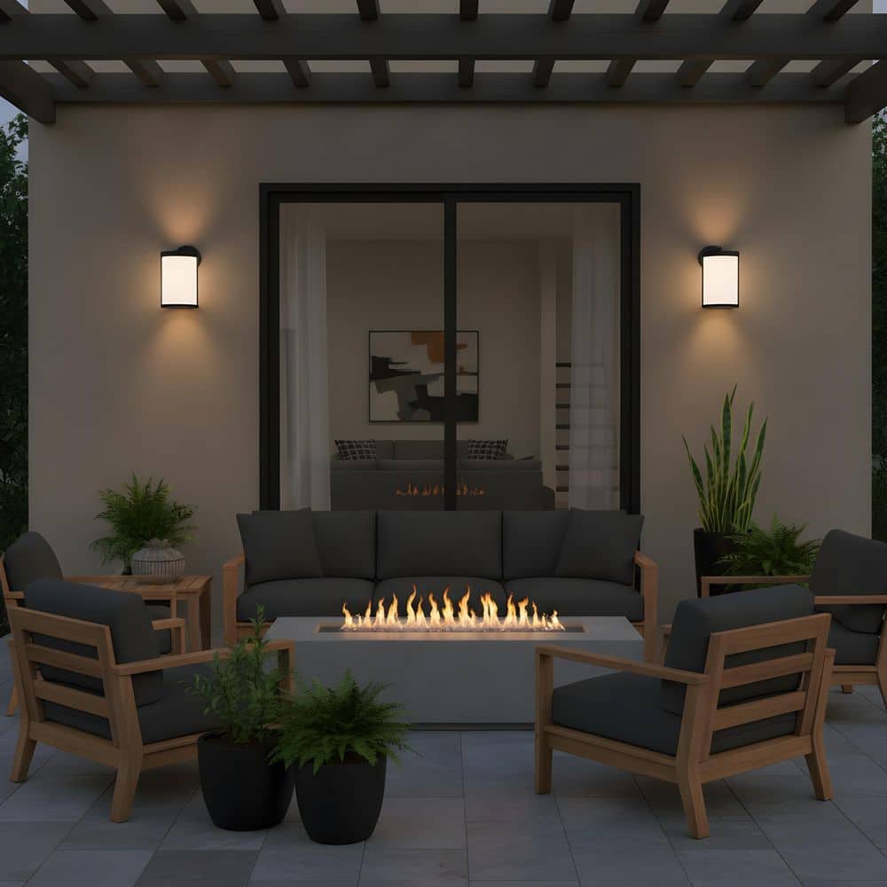 Luning Medium 12 in. Textured Black with Frosted Glass Outdoor Hardwired Wall Lantern Sconce with No Bulb Included price history on PriceWatchPro