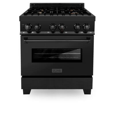 30" 4.0 cu. ft. Dual Fuel Range with Gas Stove and Electric Oven in Black Stainless Steel (RAB-30)