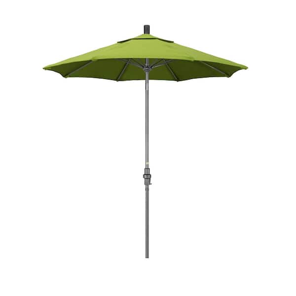 California Umbrella 7.5 ft. Grey Aluminum Market Collar Tilt Crank Lift Patio Umbrella in Macaw Sunbrella