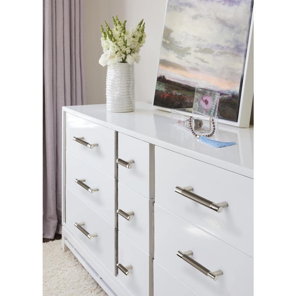 Polished Nickel and Gunmetal T-Handle Cabinet Knob