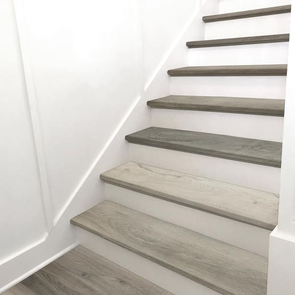 Lewes Gray 1.25 in. T x 12.01 in. W x 47.24 in. L Luxury Vinyl stair Tread Eased Edge (2-pieces/case)