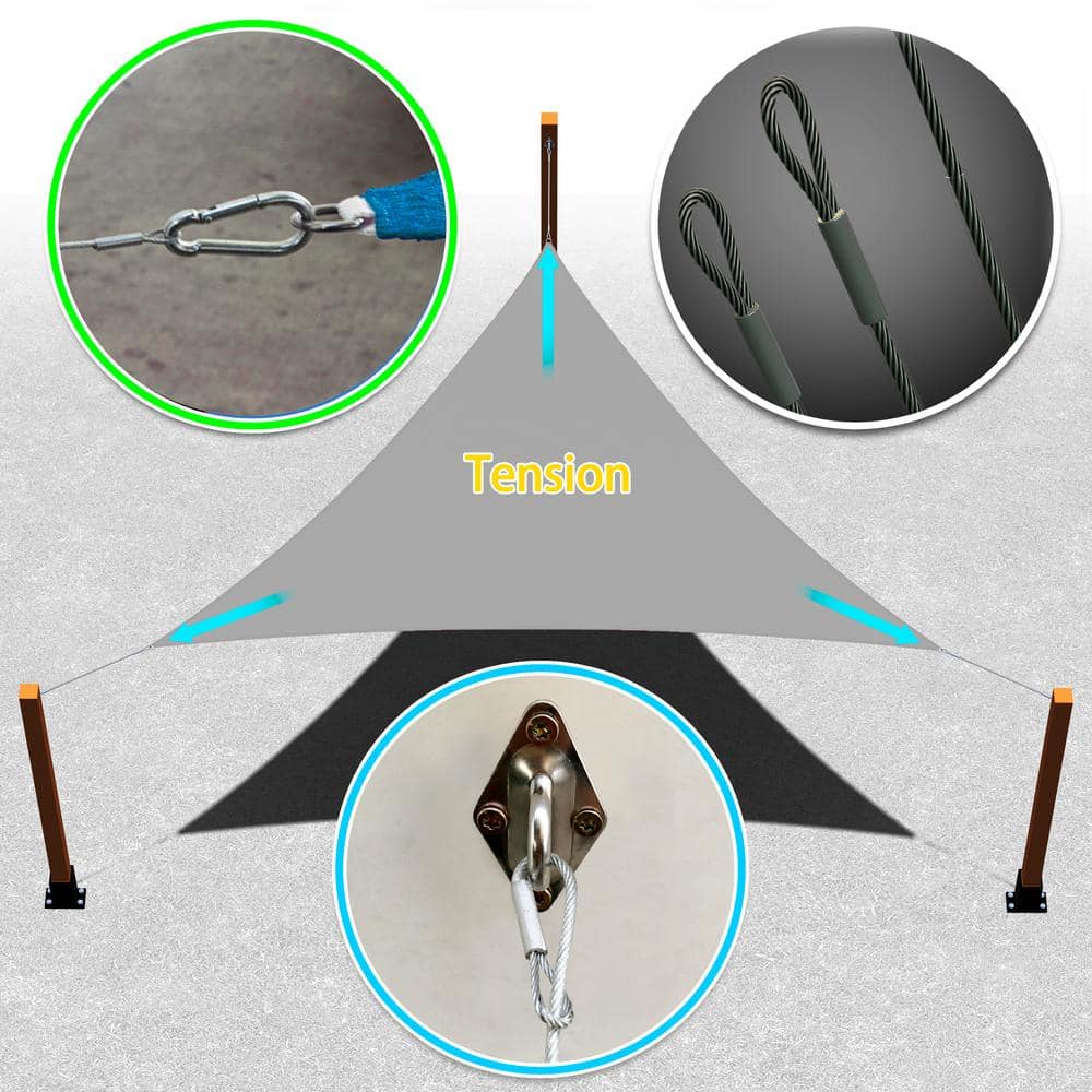 Stainless Steel Triangle Shade Sail Hardware Kit with Cables