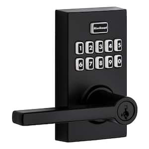 917 SmartCode Matte Black Contemporary Keypad Electronic Single-Cylinder Halifax Door Lever Featuring SmartKey Security