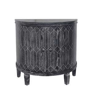 31.50 in. W x 15.75 in. D x 30.71 in. H Black Half-moon 2 Door Linen Cabinet with Featuring Two-tier Storage