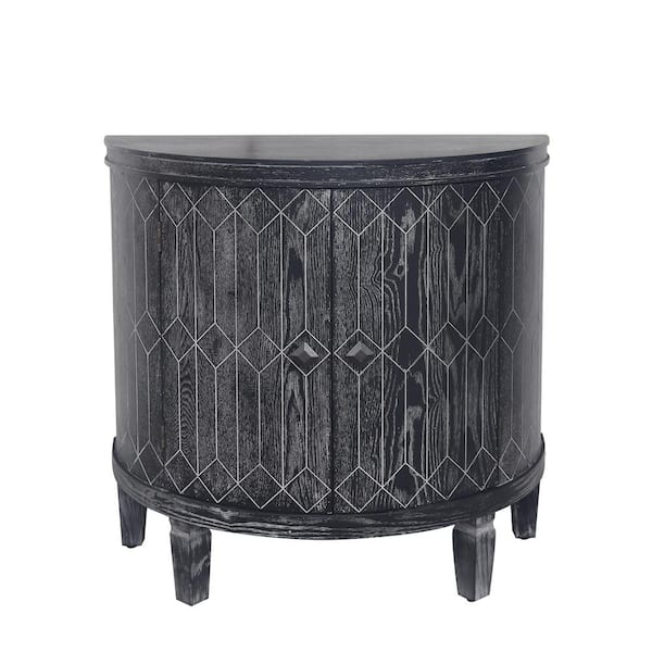 Unbranded 31.50 in. W x 15.75 in. D x 30.71 in. H Black Half-moon 2 Door Linen Cabinet with Featuring Two-tier Storage