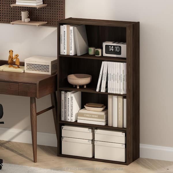 Furinno Simple 41.7 in. Tall Columbia Walnut Wood 4-Shelf Bookcase