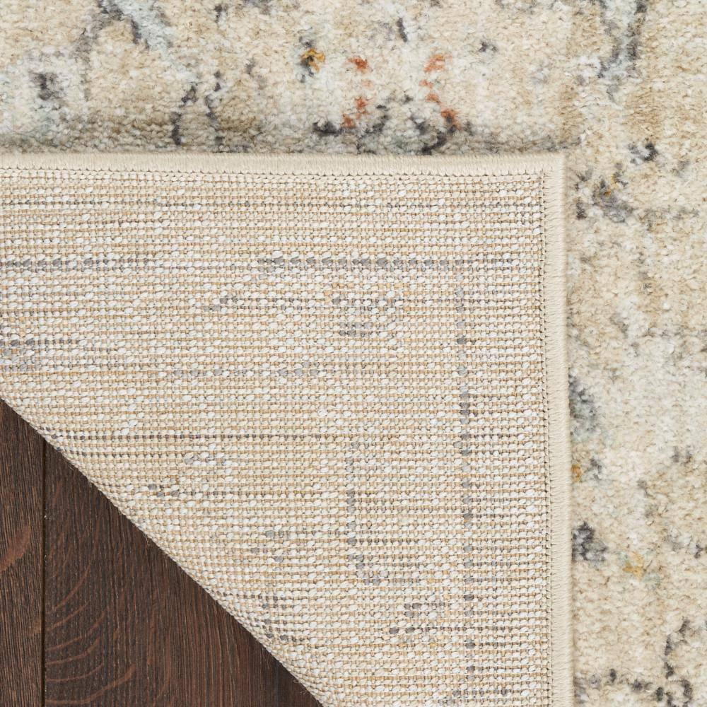 Cream Floral Rectangular Synthetic Rug with Jute Backing