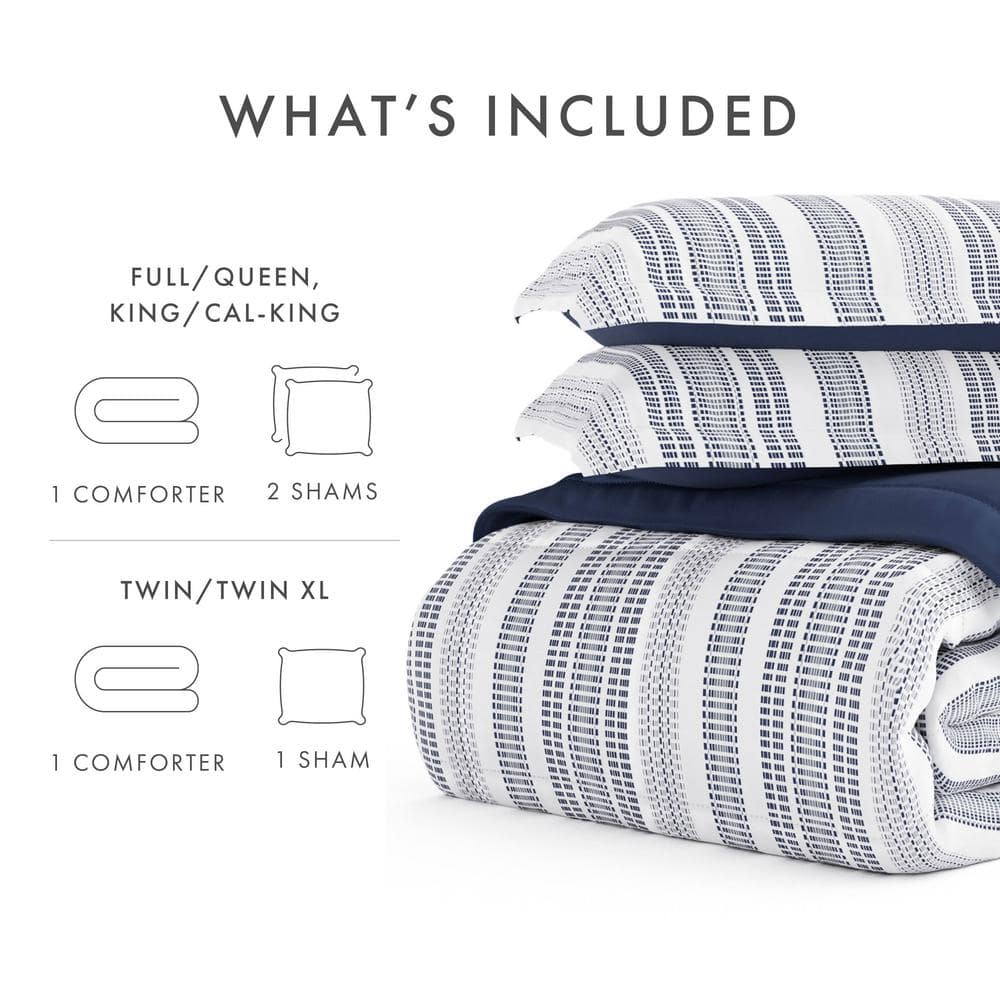 Twin Blue and White Down Alternative Reversible Comforter Set