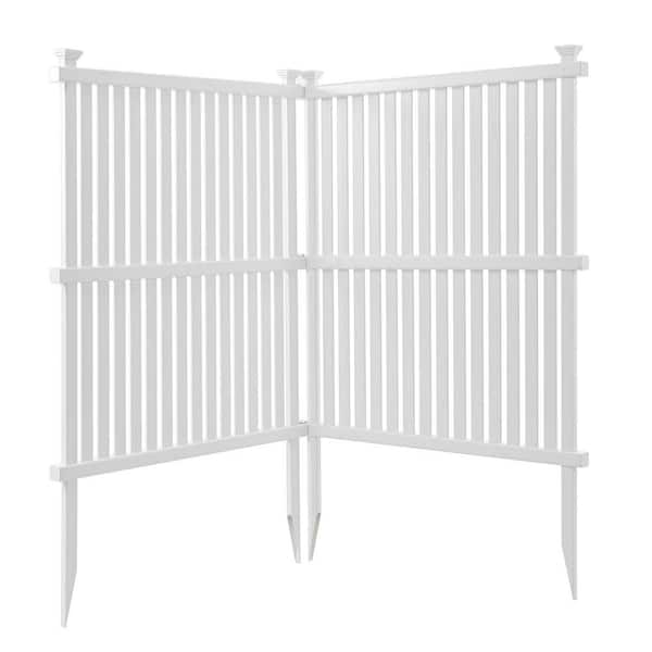 2-Panel Outdoor White Air Conditioner Fence Screen, Vinyl Privacy Fence