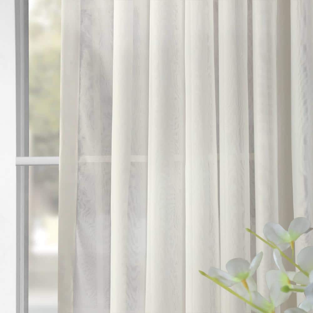Off-White Double Layered Sheer Puddle Length Drapes
