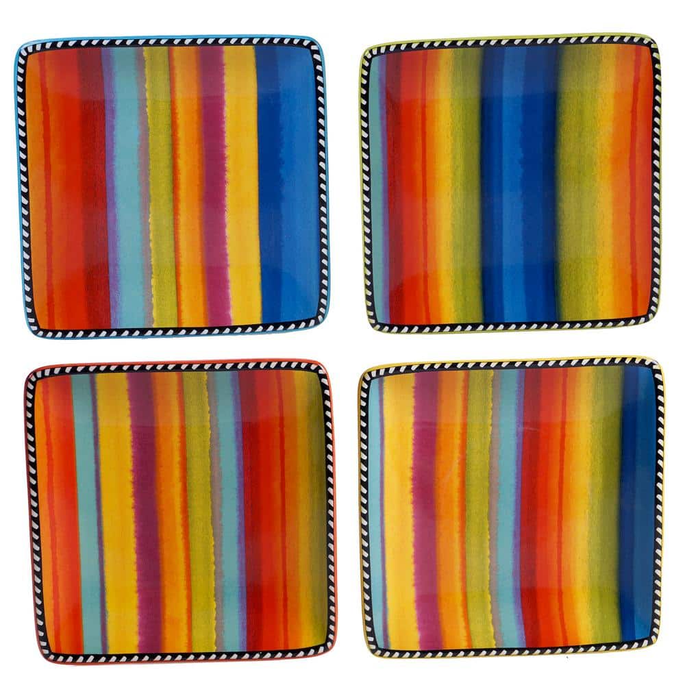 Sierra Multicolor Ceramic Appetizer Plates, Set of 4