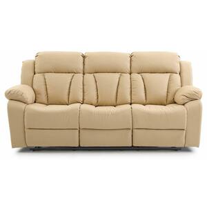 Daria 85 in. W Flared Arm Faux Leather Straight Reclining Sofa in Beige