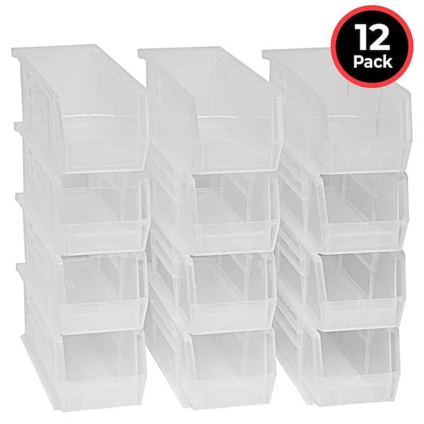 30224 Series, 4 1/8 in. W x 10 7/8 in. D x 4 in. H, Clear Plastic Stackable Storage Bins Hanging Organizer, 12-Pack