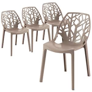 Cornelia Solid Taupe Plastic Dining Chair Set of 4
