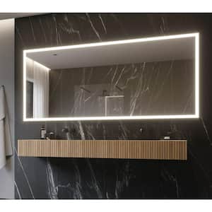 100 in. W x 45 in. H Rectangular Powdered Gray Framed Wall Mounted Bathroom Vanity Mirror 6000K LED