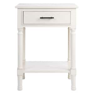 Peyton 19 in. Rustic White Rectangle Wood Storage End Table