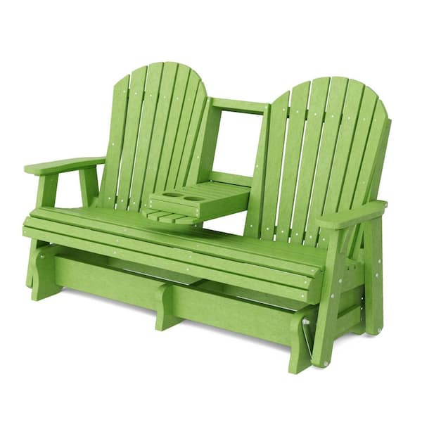 Heritage 2-Person Lime Green HDPE Plastic Outdoor 5' Glider with Console