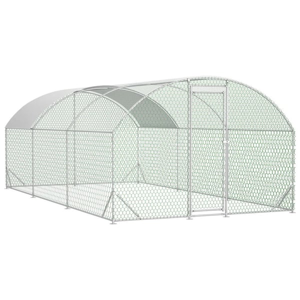 118 in. W x 78.7 in. H Silver Metal Garden Fence Net Cage with Waterproof Anti-Ultraviolet Cover, 1 in. Tube Diameter