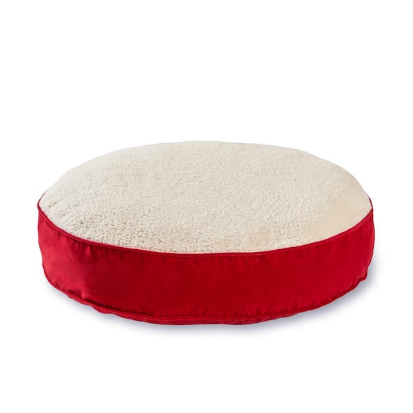 Happy Hounds Scout Deluxe Round Large Crimson Sherpa Dog Bed