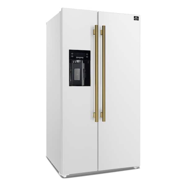Forno Espresso Salerno Salerno 36 in. Side-by-Side 20 cu.ft Refrigerator in White with Ice and Water Dispenser