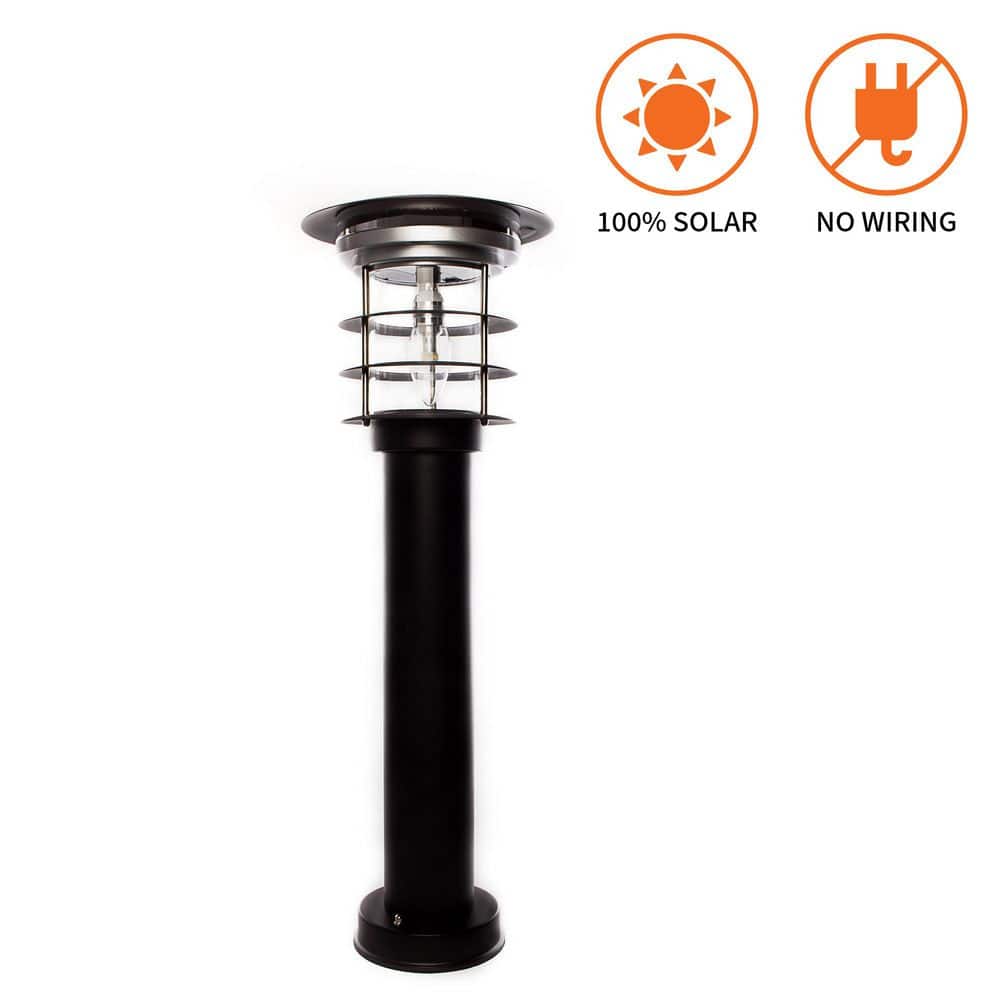 Stainless Steel Black Solar LED Pathway Bollard Light