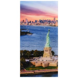 "New York View A" Frameless Free Floating Reverse Printed Tempered Art Glass Wall Art, 72 in. x 36 in.