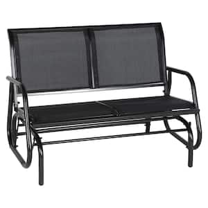 Solo 48in. 2-People Navy Metal Outdoor Swing Lounge Glider Chair Cozy Patio Bench