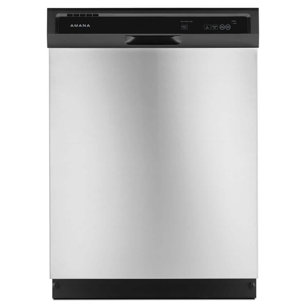 Amana 24 in. Stainless Steel Front Control Built-in Tall Tub Dishwasher Stainless Steel with Triple Filter Wash System, 63 dBA, Silver