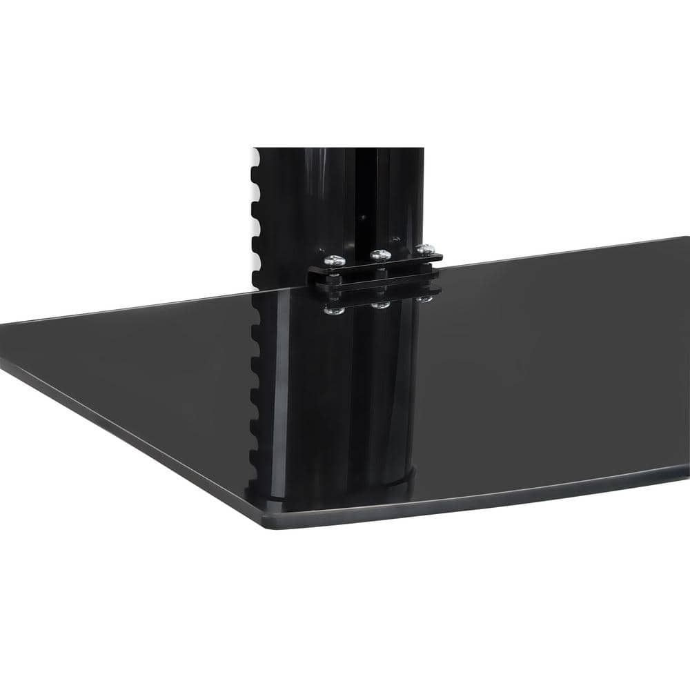 Black Steel Floating Wall Shelf with Tempered Glass