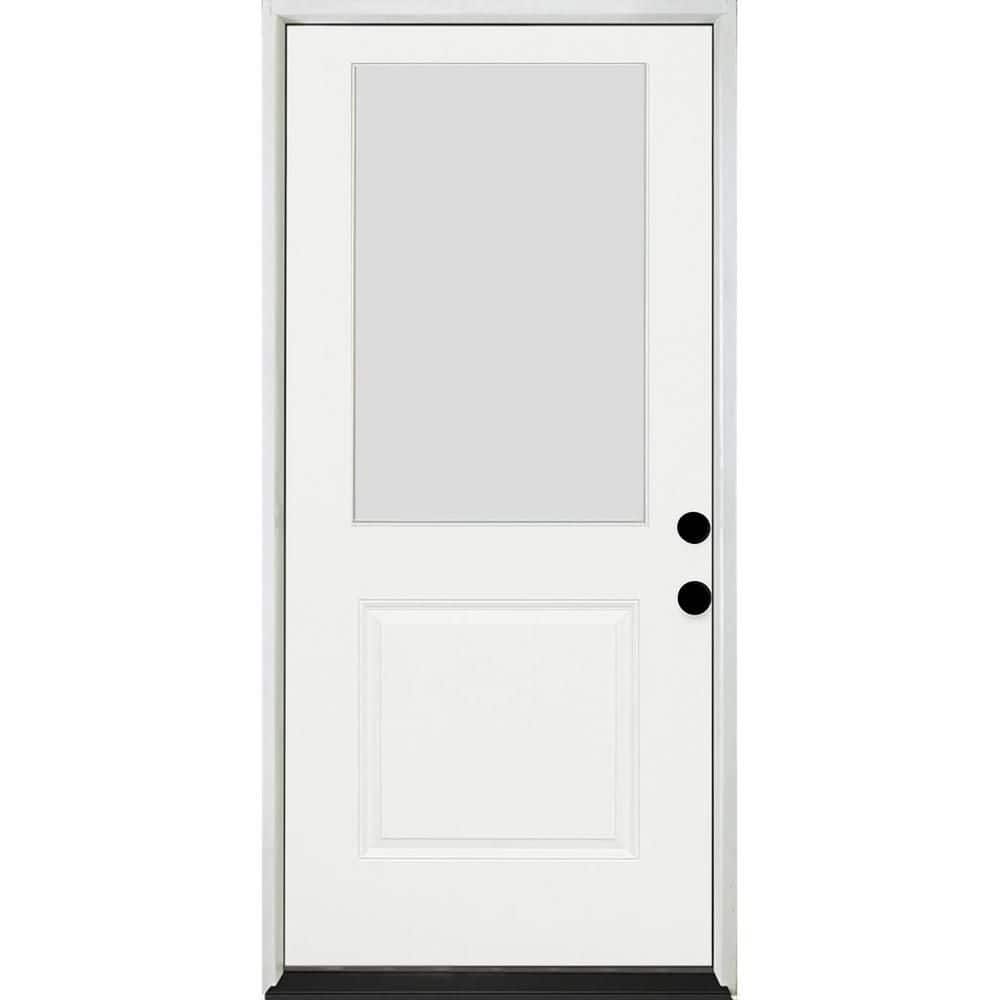Legacy 30 in. x 80 in. 1/2-Lite Clear Glass LHIS Unfinished Fiberglass Prehung Door with 4-9/16 in. Jamb price history on PriceWatchPro