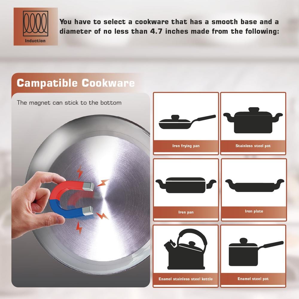 Empava Black Portable Single Burner Induction Cooktop