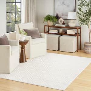 Casual Ivory 7 ft. x 9 ft. Checker Contemporary Area Rug