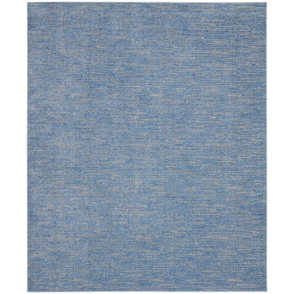 Nourison Essentials 9 ft. x 12 ft. Blue/Grey  Solid Contemporary Indoor/Outdoor Patio Area Rug