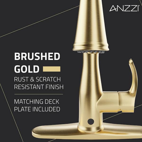 ANZZI Rodeo Brushed Nickel 1-Handle Deck-Mount Pull-Out Handle Kitchen Faucet (Deck Plate Included) ANZZI Rodeo Brushed Nickel 1-Handle Deck-Mount Pull-Out Handle Kitchen Faucet (Deck Plate Included)